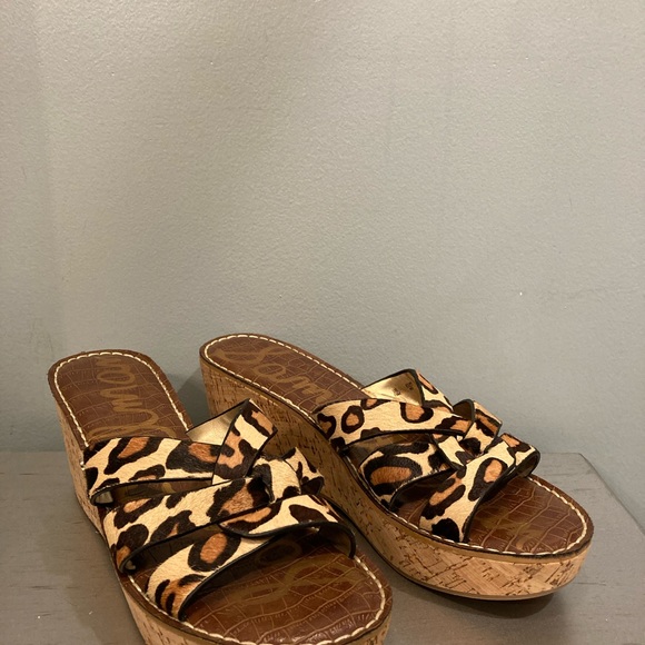 Sam Edelman Raynere leopard print wedge sandals size 10. NWOT - Picture 2 of 6